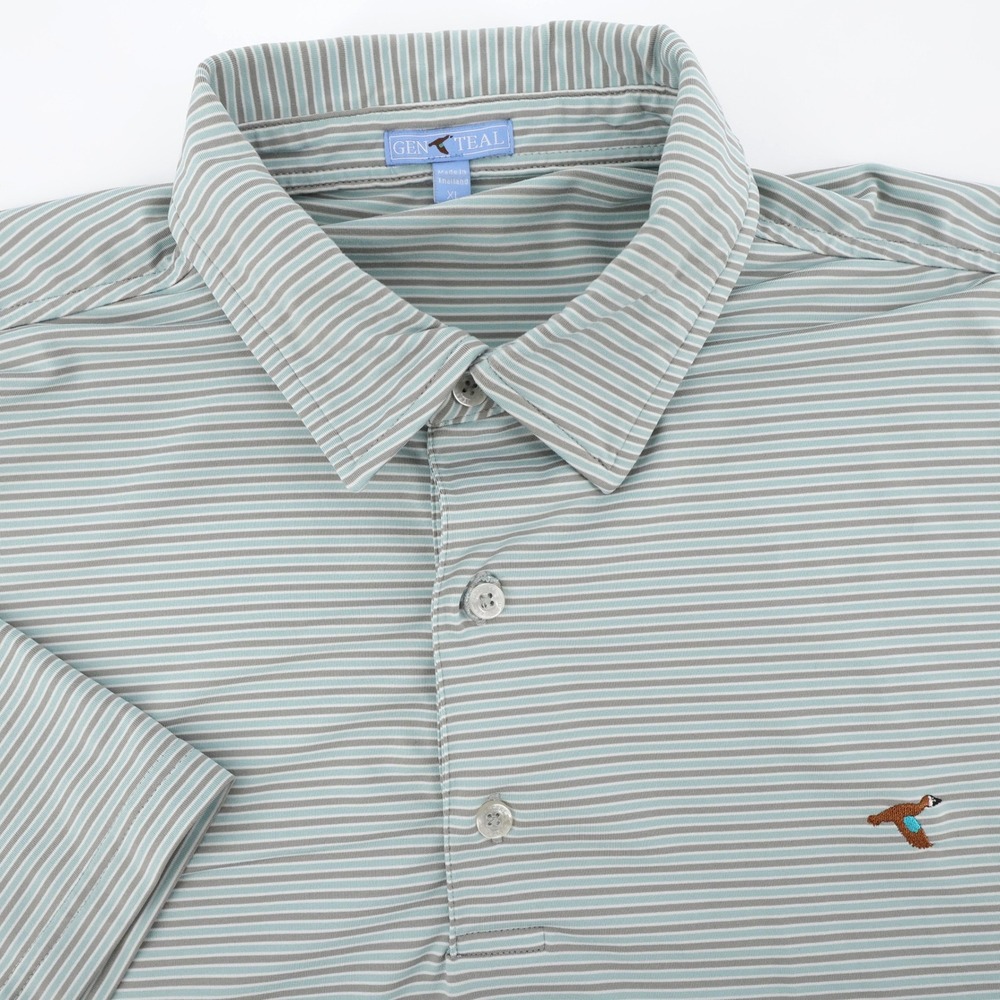 GenTeal Striped Performance Polo Shirt Blue Short Sleeve Mens XL